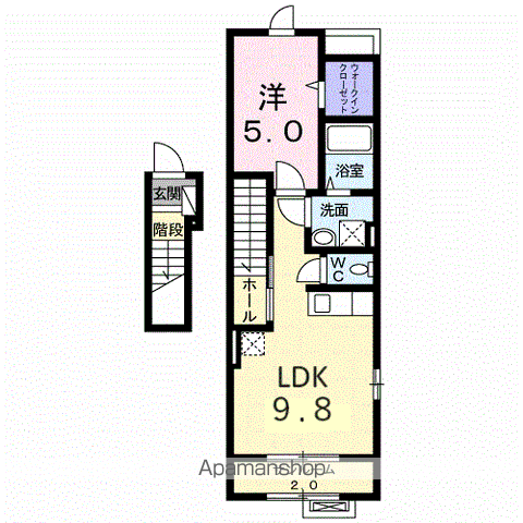 カーサ エヌ(1LDK/2階)の間取り写真