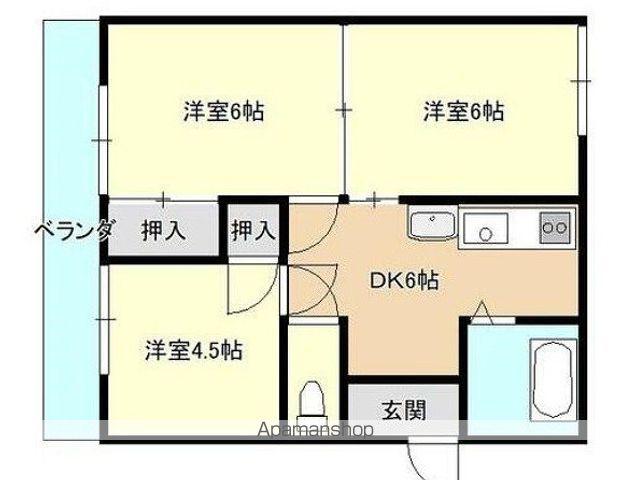 立川ビル(3DK/2階)の間取り写真