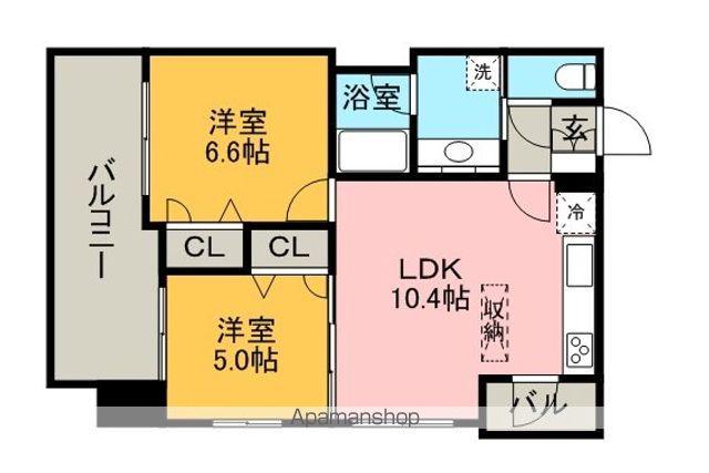 アクタス大手門パークシティ(2LDK/11階)の間取り写真