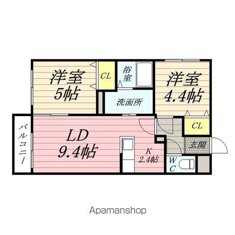 モコ南平岸(2LDK/2階)の間取り写真