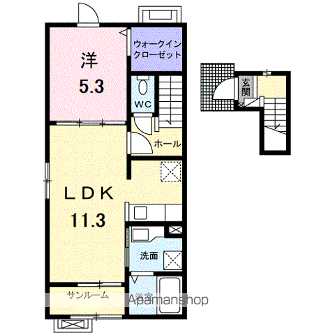 パークサイド メゾン(1LDK/2階)の間取り写真