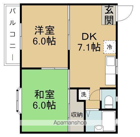 ハウスヒルマツダ(2DK/1階)の間取り写真