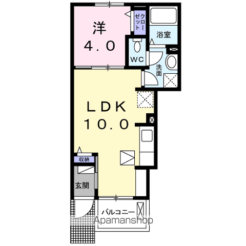 パーク アクシスB(1LDK/1階)の間取り写真