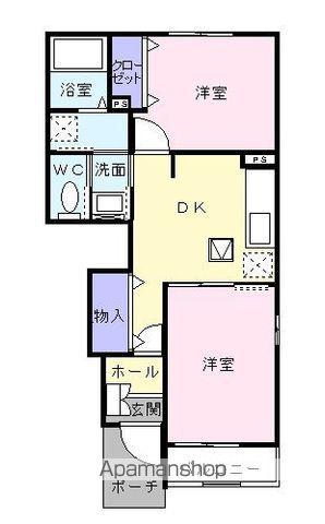 ジュンオーネ(2DK/1階)の間取り写真