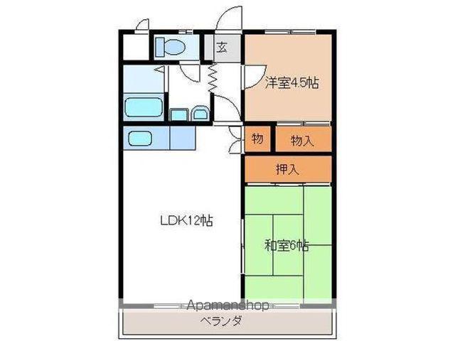 グランドハイツ森山(2LDK/5階)の間取り写真