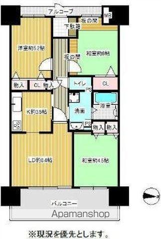 アルファステイツ片原町駅前1004号(3LDK/10階)の間取り写真