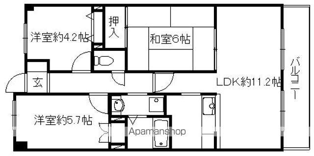 アーバネックス三国ヶ丘(3LDK/4階)の間取り写真