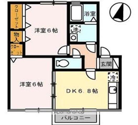 フルーア上林(2DK/2階)の間取り写真