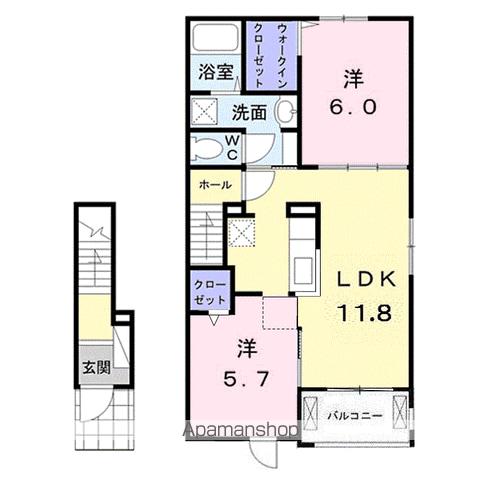アグリウムⅡ(2LDK/2階)の間取り写真