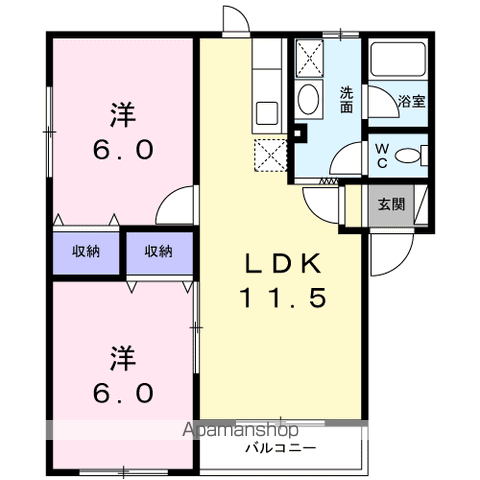 プリオール126(2LDK/2階)の間取り写真