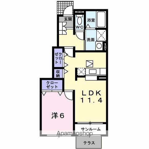 サンセール能瀬Ⅱ(1LDK/1階)の間取り写真
