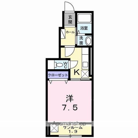ラ ペジーブル(1K/1階)の間取り写真