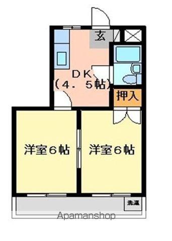 コーポ山田Ⅱ(2DK/2階)の間取り写真