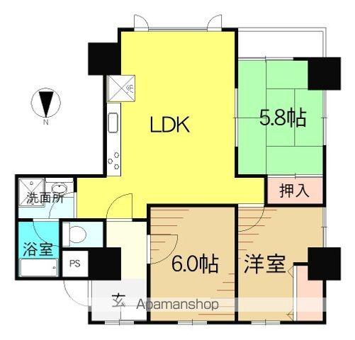 コンチネンタルハイツ郡山(3LDK/2階)の間取り写真