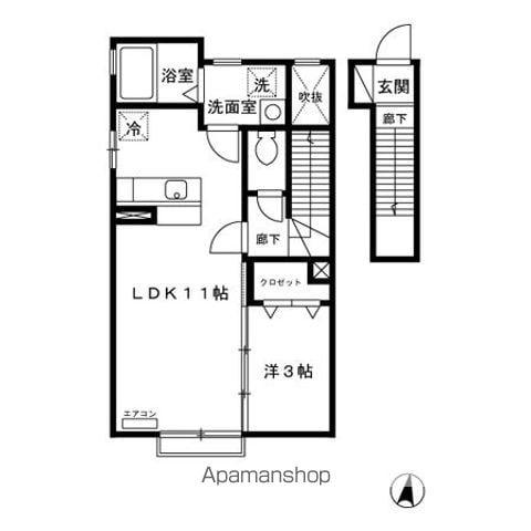 サンセール田園(1LDK/2階)の間取り写真