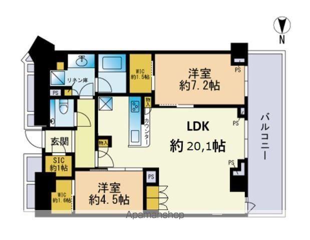 ザ・パークハウス福岡タワーズウエスト(2LDK/25階)の間取り写真