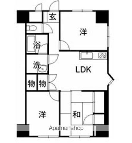ロイヤルコーポ茂木(3LDK/5階)の間取り写真