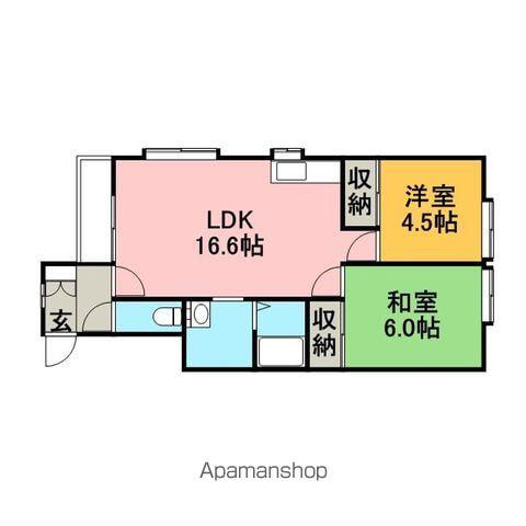 ピュアコート(2LDK/2階)の間取り写真