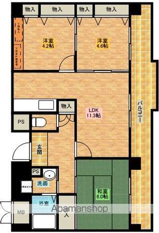 ポルト泉大津(3LDK/3階)の間取り写真
