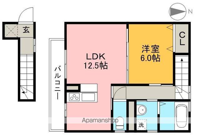 ローズコート北金田(1LDK/2階)の間取り写真