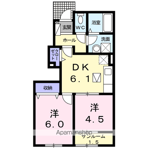 メゾン・ド・シャンブル(2DK/1階)の間取り写真