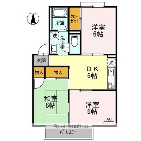 ファミール北久米(3DK/2階)の間取り写真