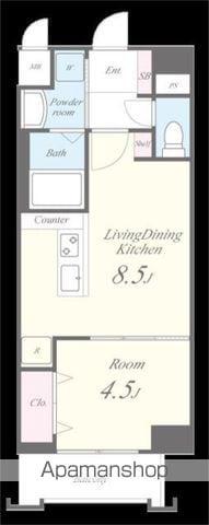 ムーンリバー大橋(1LDK/4階)の間取り写真