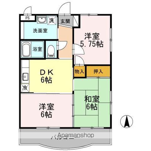恵比寿ガーデンⅡ(3DK/2階)の間取り写真