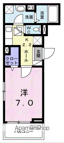 アンプラージュ F(1K/1階)の間取り写真