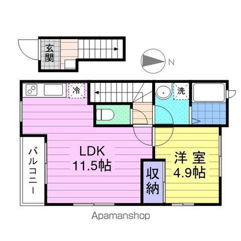 CASA DEL RIO(1LDK/2階)の間取り写真