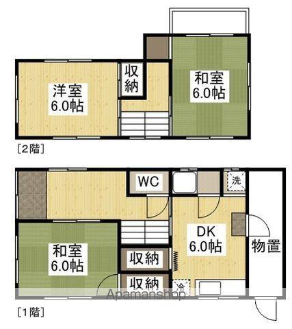 宇野線 備前西市駅 徒歩47分 2階建 築51年(3DK)の間取り写真