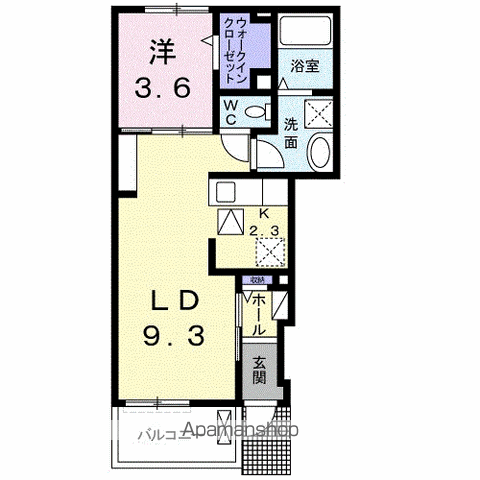 フィオリーレⅧ(1LDK/1階)の間取り写真