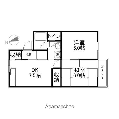 レイクハイム瀬田(2DK/1階)の間取り写真