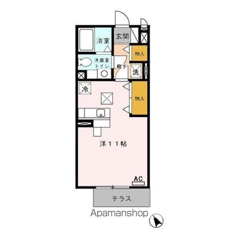 セジュール・アイ(ワンルーム/1階)の間取り写真