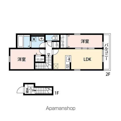 GRAND REVE(2LDK/2階)の間取り写真