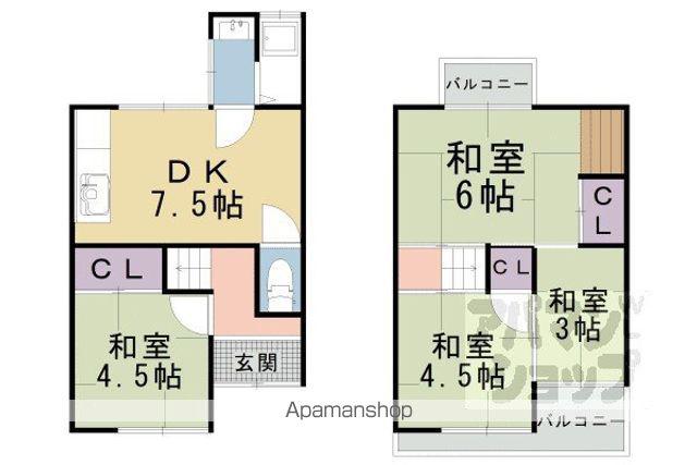 京都市東西線 東野駅(京都) 徒歩22分 2階建 築54年(4DK)の間取り写真