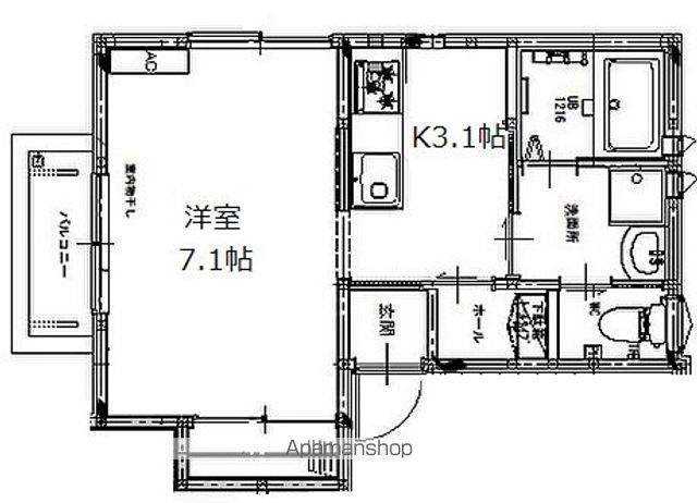 ファイゾニア山手町(1K/2階)の間取り写真