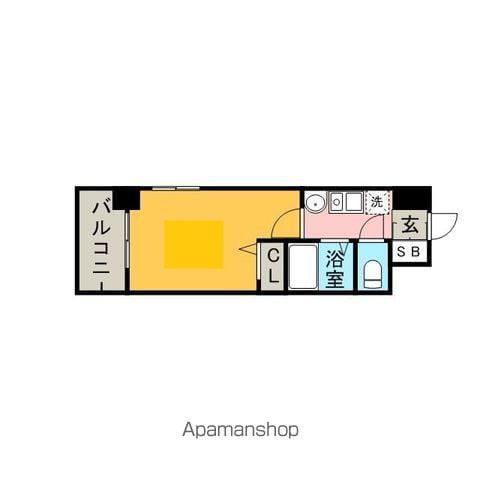 エステムコート博多駅前Ⅱセグティス(1K/7階)の間取り写真