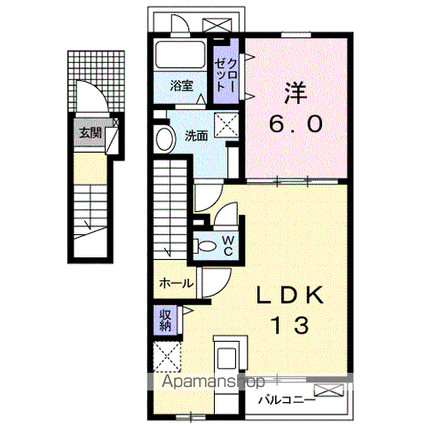 シェトワ(1LDK/2階)の間取り写真