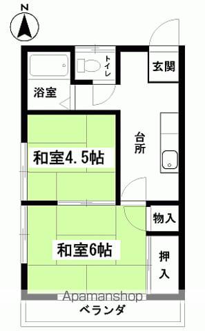 コーポ城(2K/2階)の間取り写真