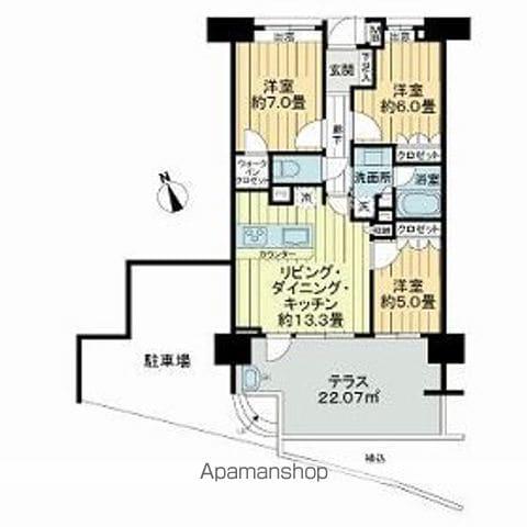 ライオンズ千葉寺ステーションフロントレジデンス(3LDK/1階)の間取り写真