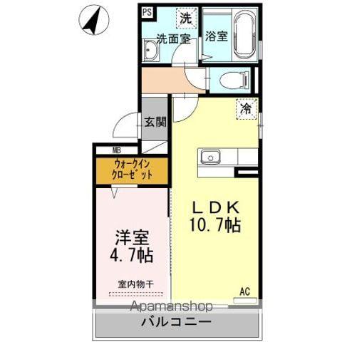 日豊本線 中津駅(大分) 徒歩40分 3階建 築11年(1LDK/2階)の間取り写真