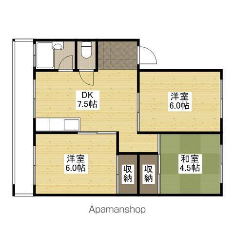 御堂マンション(3DK/1階)の間取り写真