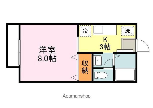 ビーライン川南A(1K/2階)の間取り写真