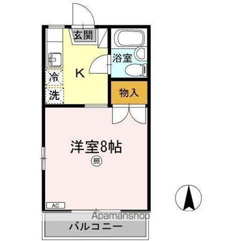 第2メールブルー(1K/1階)の間取り写真