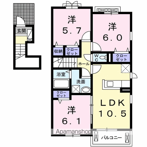 クック Ⅲ(3LDK/2階)の間取り写真