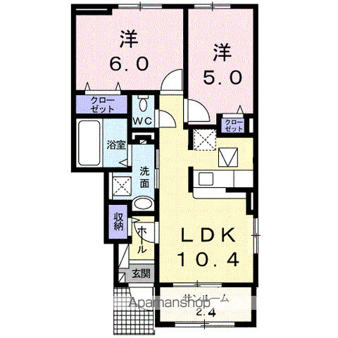 プランドールM Ⅵ(2LDK/1階)の間取り写真