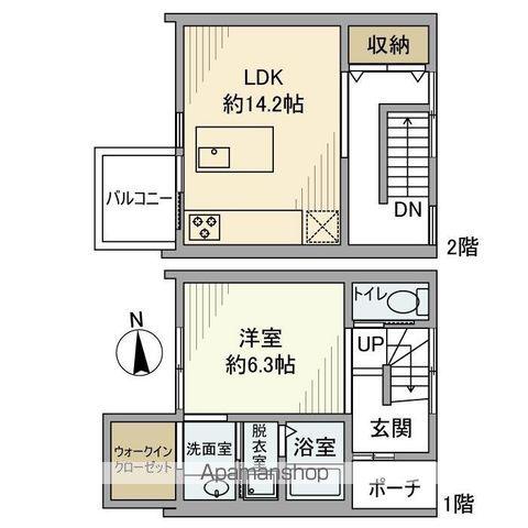阪急電鉄京都線 西院駅(阪急) 徒歩9分 2階建 築74年(1LDK)の間取り写真