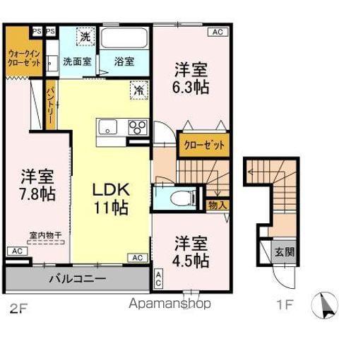 KT名取市手倉田 DーROOM工事(3LDK/2階)の間取り写真
