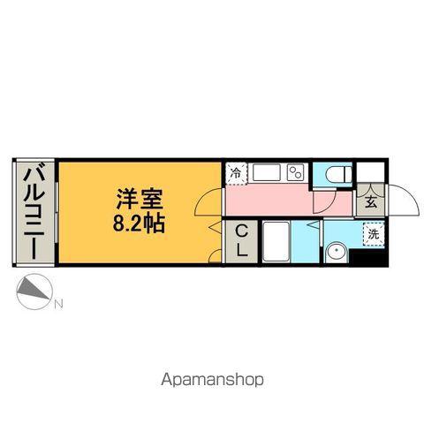 ローズモント・フレア薬院2(1K/9階)の間取り写真